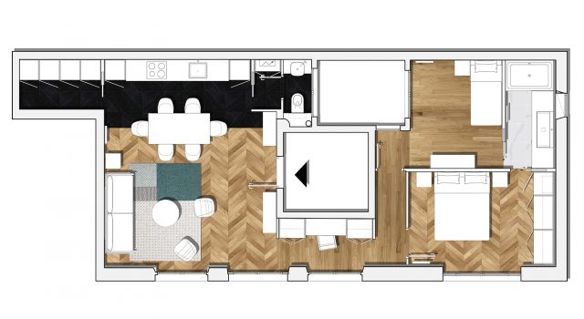 Division d’un grand appartement / Rénovation totale 270m² – Paris 8